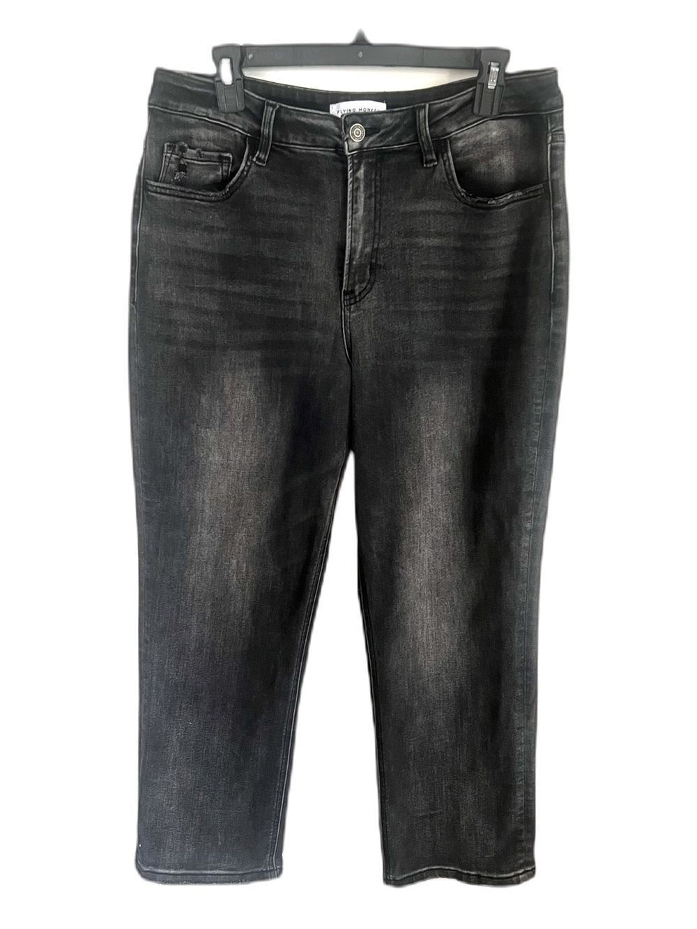 Buckle Flying Monkey Distressed Gray Black Washed Straight Leg Jeans Alternative